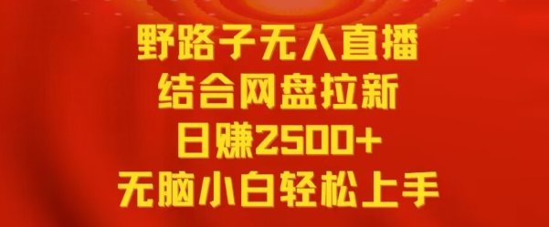 野路子无人直播结合网盘拉新，日赚2500+，小白无脑轻松上手【揭秘】-温暖资源库