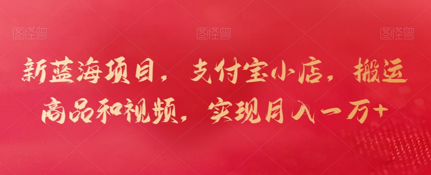 新蓝海项目，支付宝小店，搬运商品和视频，实现月入一万+【揭秘】-温暖资源库