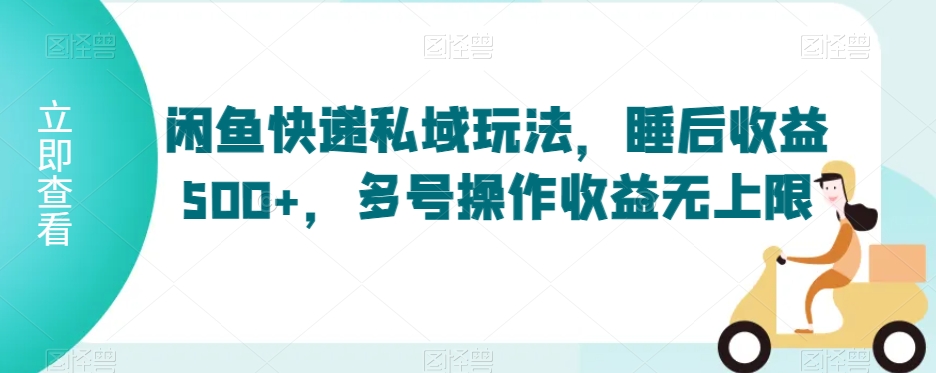 闲鱼快递私域玩法，睡后收益500+，多号操作收益无上限【揭秘】-温暖资源库