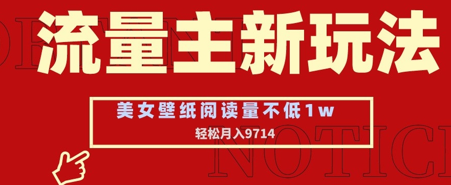 流量主新玩法，美女壁纸和头像，阅读量不低于1w，月入9741【揭秘】-温暖资源库