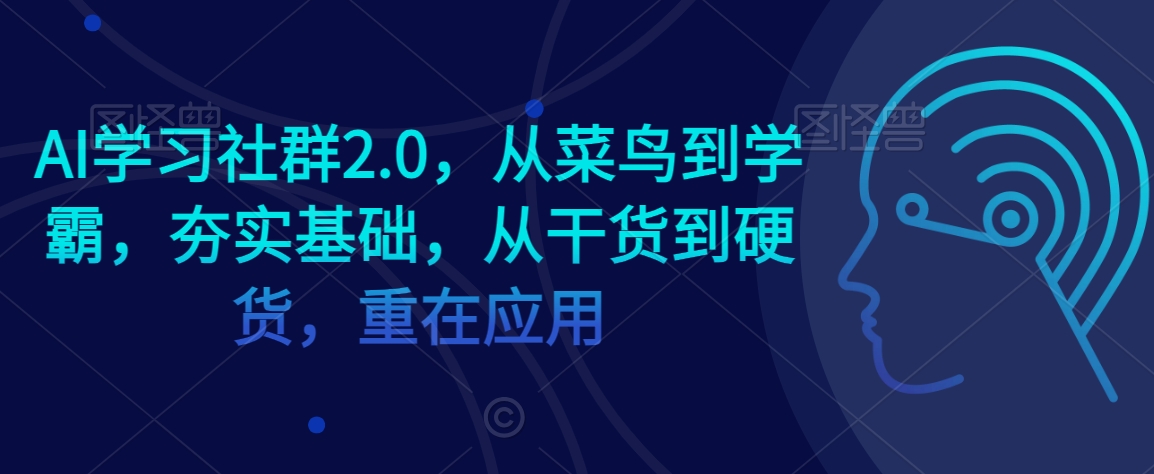 AI学习社群2.0，从菜鸟到学霸，夯实基础，从干货到硬货，重在应用-温暖资源库