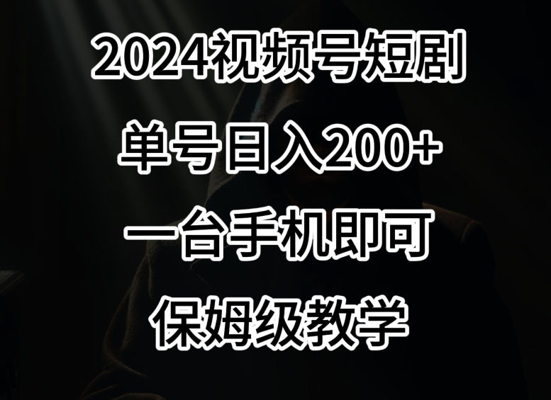 2024风口，视频号短剧，单号日入200+，一台手机即可操作，保姆级教学【揭秘】-温暖资源库