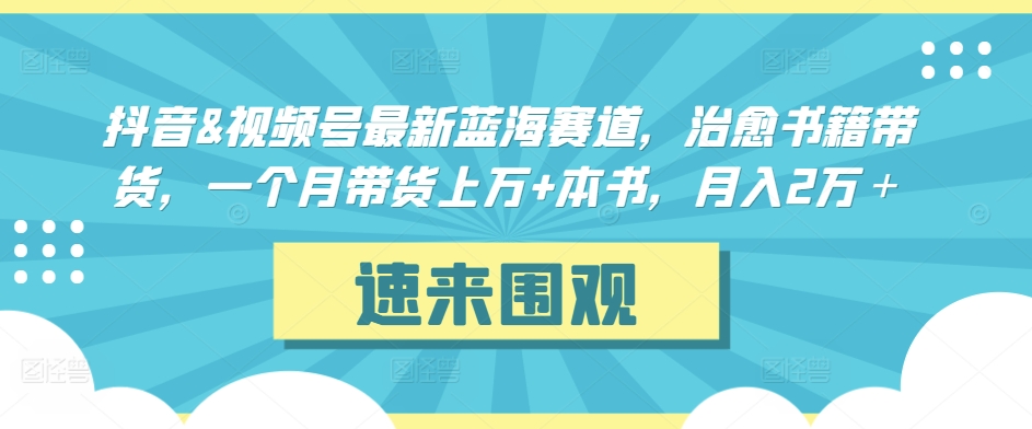 抖音&视频号最新蓝海赛道，治愈书籍带货，一个月带货上万+本书，月入2万＋【揭秘】-温暖资源库