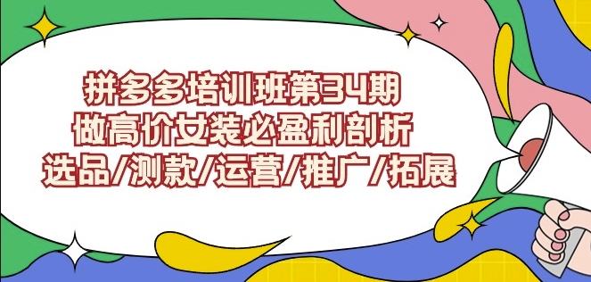 拼多多培训班第34期：做高价女装必盈利剖析选品/测款/运营/推广/拓展-温暖资源库