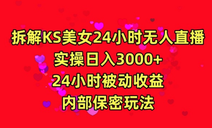 利用快手24小时无人美女直播，实操日入3000，24小时被动收益，内部保密玩法【揭秘】-温暖资源库