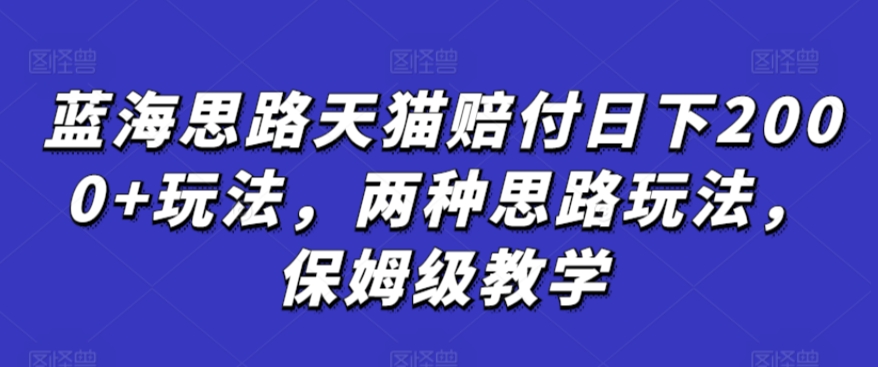 蓝海思路天猫赔付日下2000+玩法，两种思路玩法，保姆级教学【仅揭秘】-温暖资源库