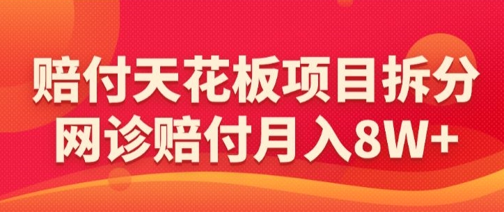 赔付天花板项目拆分，网诊赔付月入8W+-【仅揭秘】-温暖资源库