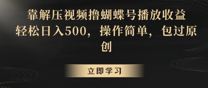 靠解压视频撸蝴蝶号播放收益，轻松日入500，操作简单，包过原创【揭秘】-温暖资源库