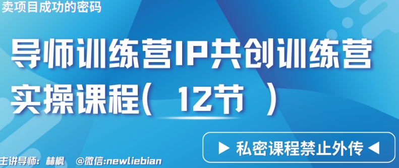 导师训练营3.0IP共创训练营私密实操课程（12节）-卖项目的密码成功秘诀【揭秘】-温暖资源库