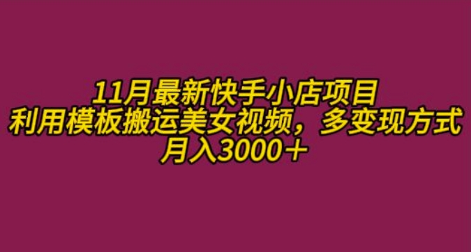 11月K总部落快手小店情趣男粉项目，利用模板搬运美女视频，多变现方式月入3000+-温暖资源库