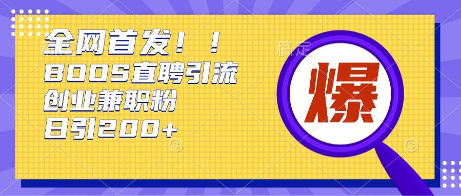 通过Boss直聘，每天轻松钓到200+多条创业大鱼的秘籍【揭秘】-温暖资源库