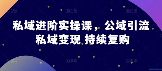 私域进阶实操课，公域引流 私域变现 持续复购-温暖资源库