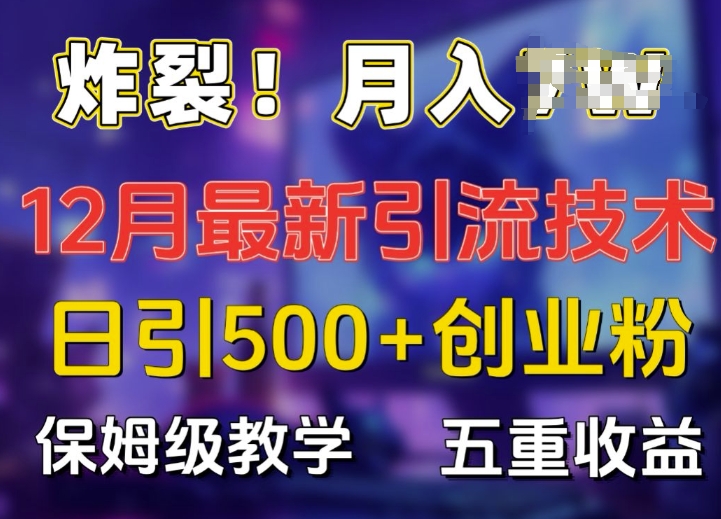炸裂!揭秘12月最新日引流500+精准创业粉，多重收益保姆级教学-温暖资源库