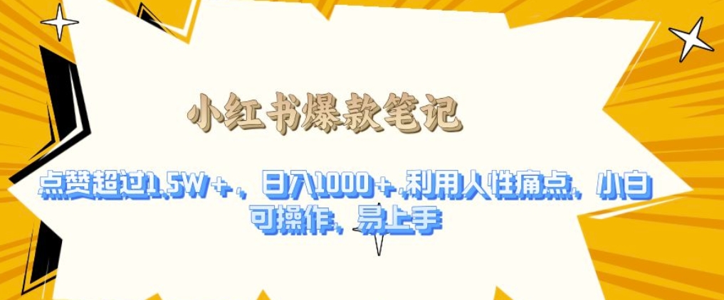 利用人性的痛点，打造爆款笔记，获得点赞超过1.5W+，日入1k【揭秘】-温暖资源库