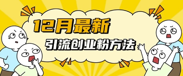 12月最新引流创业粉方法，方法非常简单，适用于多平台-温暖资源库
