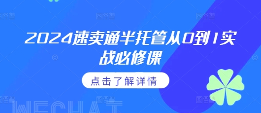 2024速卖通半托管从0到1实战必修课，掌握通投广告打法、熟悉速卖通半托管的政策细节-温暖资源库