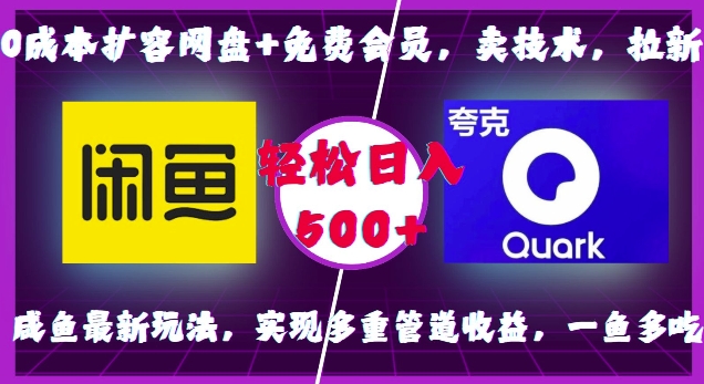 0成本扩容网盘+免费会员，卖技术，拉新，咸鱼最新玩法，实现多重管道收益，一鱼多吃，轻松日入500+-温暖资源库