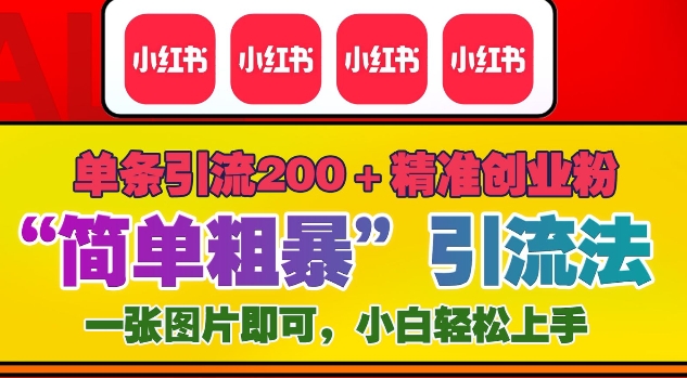12月底小红书”简单粗暴“引流法，单条引流200+精准创业粉-温暖资源库
