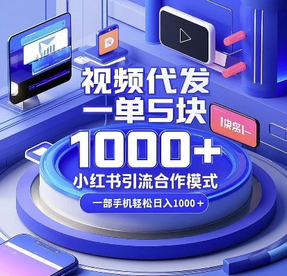 视频代发，一单5块，小红书引流合作模式，一部手机轻松日入多张【揭秘】-温暖资源库