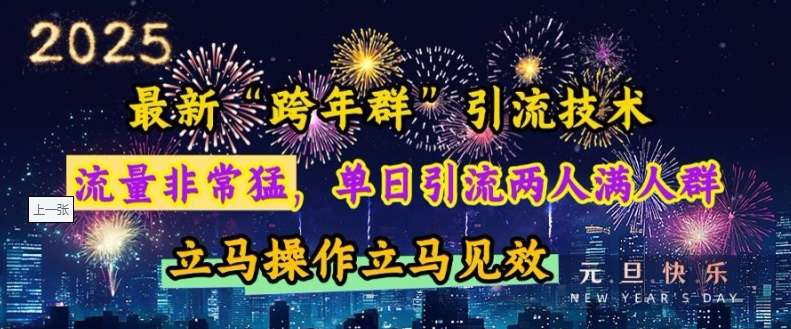 最新“跨年群”引流，流量非常猛，单日引流两人满人群，立马操作立马见效【揭秘】-温暖资源库