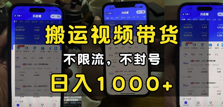 “小白必看”搬运视频带货玩法，不限流，不封号，纯自然流，日入1k-温暖资源库