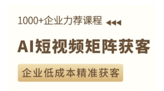 AI短视频矩阵获客实操课，企业低成本精准获客-温暖资源库