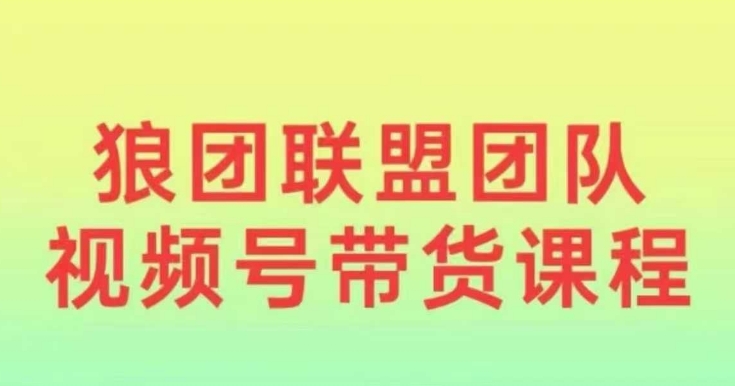狼团联盟2024视频号带货，0基础小白快速入局视频号-温暖资源库