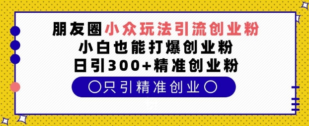 朋友圈小众玩法引流创业粉，小白也能打爆创业粉，日引300+精准创业粉【揭秘】-温暖资源库