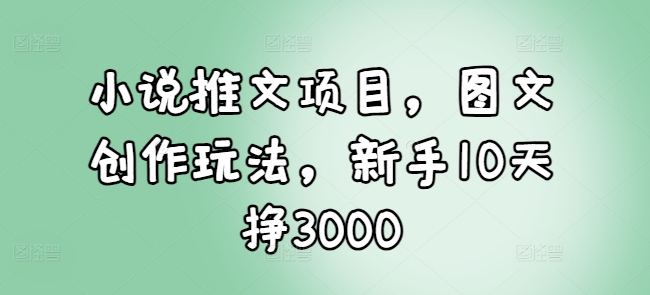 小说推文项目，图文创作玩法，新手10天挣3000-温暖资源库