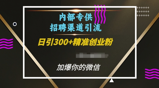 内部招聘渠道日引流300+创业粉，加爆你的微信【揭秘】-温暖资源库