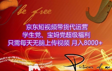 京东短视频带货代运营，学生党、宝妈党超级福利，只需每天无脑上传视频，月入8000+【仅揭秘】-温暖资源库