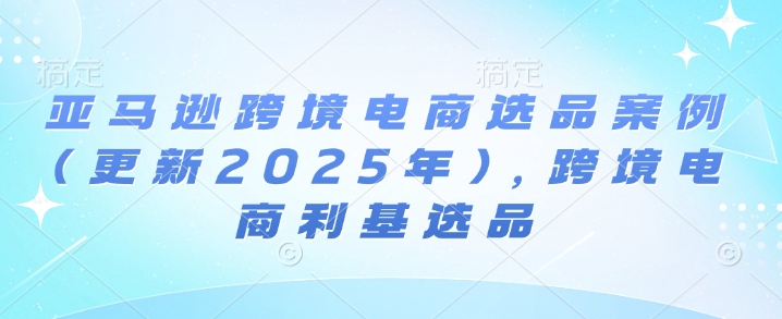 亚马逊跨境电商选品案例(更新2025年)，跨境电商利基选品-温暖资源库