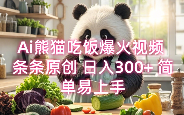 Ai熊猫吃饭爆火视频 条条原创 日入300+ 简单易上手-温暖资源库