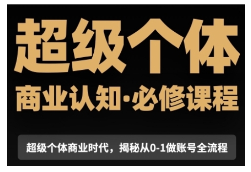 超级个体商业认知觉醒视频课，商业认知·必修课程揭秘从0-1账号全流程-温暖资源库
