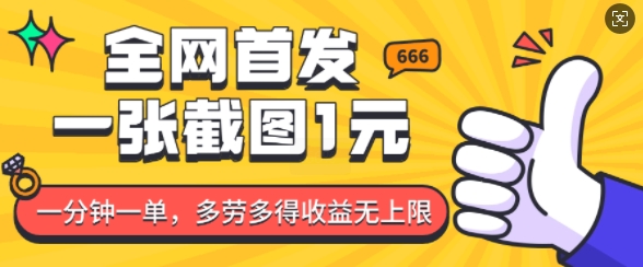 全网首发，一张截图1块钱，一分钟一单，多劳多得，收益无上限-温暖资源库