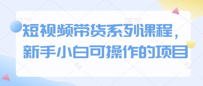 短视频带货系列课程，新手小白可操作的项目-温暖资源库