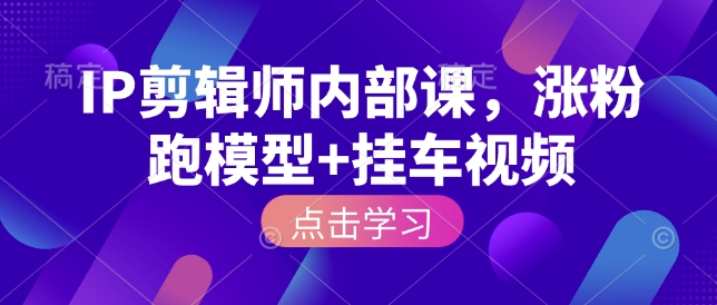 IP剪辑师内部课，涨粉跑模型+挂车视频-温暖资源库