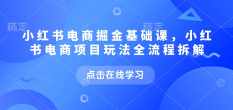 小红书电商掘金课，小红书电商项目玩法全流程拆解-温暖资源库