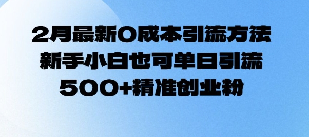 2月最新0成本引流方法，新手小白也可单日引流500+精准创业粉-温暖资源库