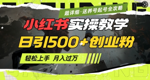 2月小红书最新日引500+创业粉实操教学【超详细】小白轻松上手，月入1W+，附小红书养号起号SOP-温暖资源库