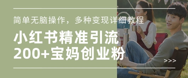 小红书混剪日引200+宝妈创业粉，简单无脑操作，多种变现详细教程-温暖资源库