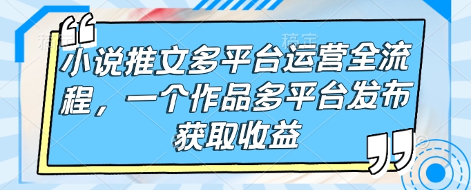 小说推文多平台运营全流程，一个作品多平台发布获取收益-温暖资源库