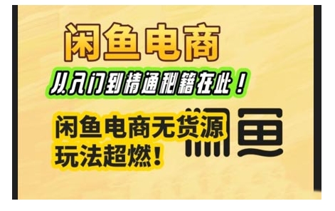 闲鱼电商实战课，从入门到精通秘籍在此，闲鱼电商无货源玩法超燃!-温暖资源库