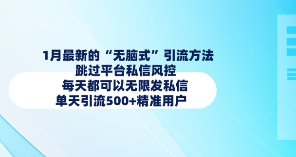 1月最新的无脑式引流方法，跳过平台私信风控，每天都可以无限发私信，单天引流500+精准用户-温暖资源库