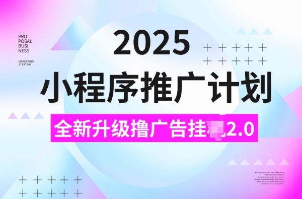 2025小程序推广计划，撸广告挂JI3.0玩法，日均5张【揭秘】-温暖资源库