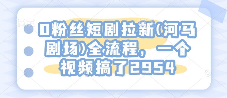 0粉丝短剧拉新(河马剧场)全流程，一个视频搞了2954-温暖资源库