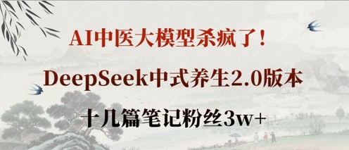 AI中医大模型杀疯了！DeepSeek中式养生2.0版本，十几篇笔记粉丝3w+-温暖资源库