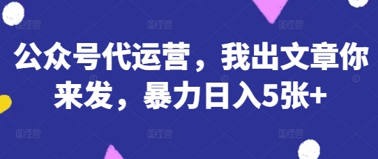 公众号代运营，我出文章你来发，暴力日入5张+【揭秘】-温暖资源库