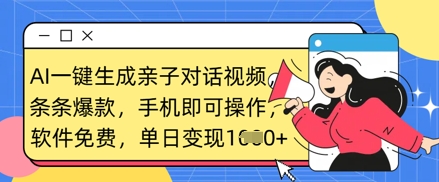 AI一键生成亲子对话视频，条条爆款，一部手机即可操作，单日变现数张-温暖资源库