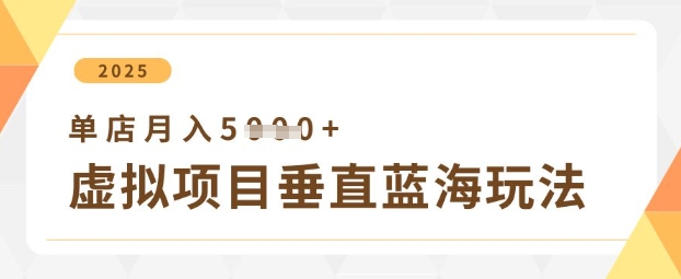 虚拟项目垂直玩法，实现单店月入5k+-温暖资源库